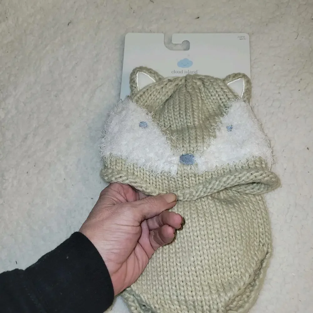 Fox Hat & Diaper Cover‎ Set Baby Cloud Island Beige White One Size Fits Most NEW
